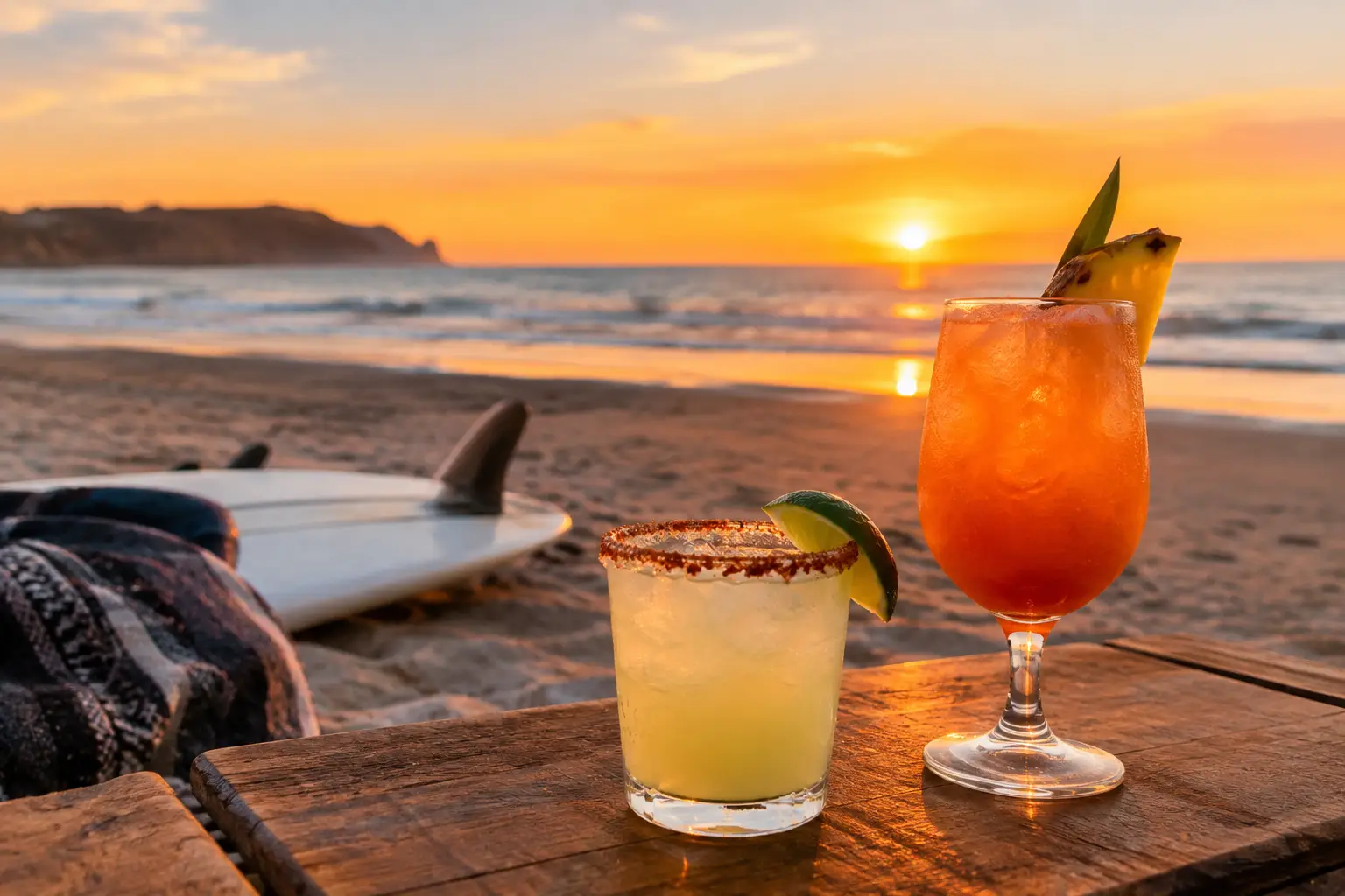 Sunset Cocktails at Cerritos Beach After Surf